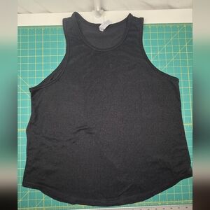 stars above Black Women's Tank Top with Purple Tag Detail